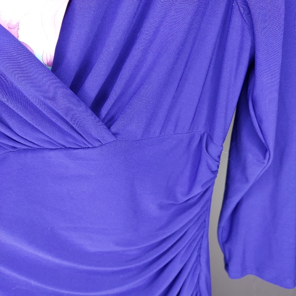 Lauren Ralph Lauren Vtg Dress Women 6 Purple Stretch Empire Vneck Wiggle Stretch - Picture 3 of 11